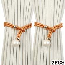 2pcs Curtain Tie Backs With Large Pearl Decor, Luxury Storage Rope Tie Bundling Strap, Curtain Buckle Ring Tie Rope - Multicolor - View 9