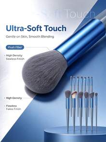 19Pcs Makeup Brush Set,Soft Brush Head Cosmetic Brushes Set,Multi-Shape For Foundation,Eyeshadow, Contour&Blending Makeup - Grey - View 5