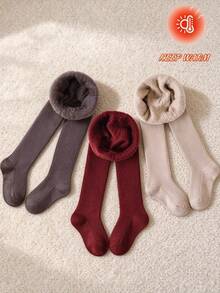 1/2pcs Girls Thermal Tights, Soft & Comfortable Fleece Lined Leggings, Versatile For Autumn/Winter Daily Wear, School, Travel, Holidays - Random Color - Multicolor - View 2