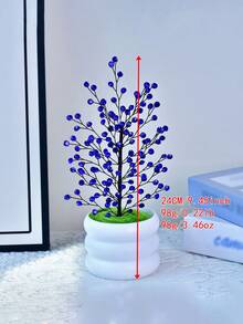 1pc Shiny Rhinestone Artificial Flower Potted Plant Faux Flower Stem Festival Creative Ornament Home Room Desktop Office Wedding Garden Decor - Multicolor - View 8