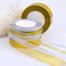 1 Roll Gold Glitter Ribbon, Polyester Gift Wrapping Ribbon, DIY Handmade Clothing Home Decor Bows, Suitable For New Year, Birthday, Mother's Day, Valentine's Day, Graduation, Anniversary Party Decoration, Gift Boxes, Flowers - Multi-color - View 11