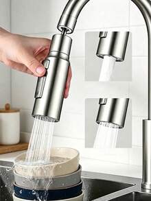 多功能廚房水龍頭延長噴嘴，單孔廚房水龍頭附起泡器噴嘴，廚房水龍頭延長出水口，節水高壓防濺設計，可調節延遲裝置與旋轉噴嘴，2種出水模式，適用於現代與傳統水槽，洗碗、水槽清潔、餐具與濾水籃，附濾網廚房水槽水龍頭，兼容洗碗機，升級您的水龍頭，理想的節日禮物選擇 - 銀色-B - 查看 2