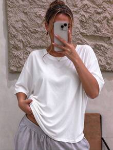 Women's Fashion Loose Short Sleeve T-Shirt | Exquisite Design | Summer Essential | Easy To Match | Show Your Style - White - View 4