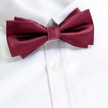 1PC Men's Bow Tie, Personalized Wedding Banquet Bow Tie - Burgundy - View 1