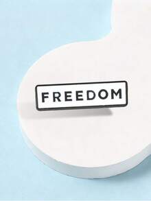 1 Pc FREEDOM Letter Enamel Pin, Simple Black White Rectangle Slogan Lapel Brooch For Backpack Jacket Clothing Decoration Gift - Multicolor - View 8