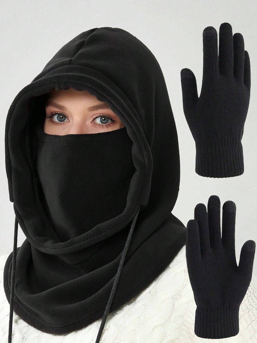 Autumn/Winter 2/3pcs Women's Warm Balaclava Hat, Windproof & Cold-Proof Face Mask, Suitable For Outdoor Travel - Multicolor - View 1