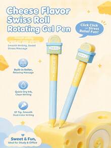 1/4pcs Swiss Roll Cake Fragrance Stress Relief Clickable Neutral Pens, Cute Dessert Shaped Rotating Stress Relief Pens, ST Tip Quick-Dry Ink Student Exam Practice Planner Stationery, Office And Study Supplies - Sets - View 4