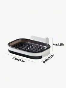 1pc Wall-Mounted Soap Holder, No-Drill Suction Cup Double-Layer Drainage Rack, Bathroom Soap Storage Shelf - Black - View 9