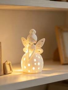 1pc Fairy Princess Figurine, Winged Elf Desktop Decor, Warm Atmosphere Craft Decoration, Cute Decorative Gift For Bedroom Decor And Holiday Scene Arrangement (Candle Not Included) - A - View 6
