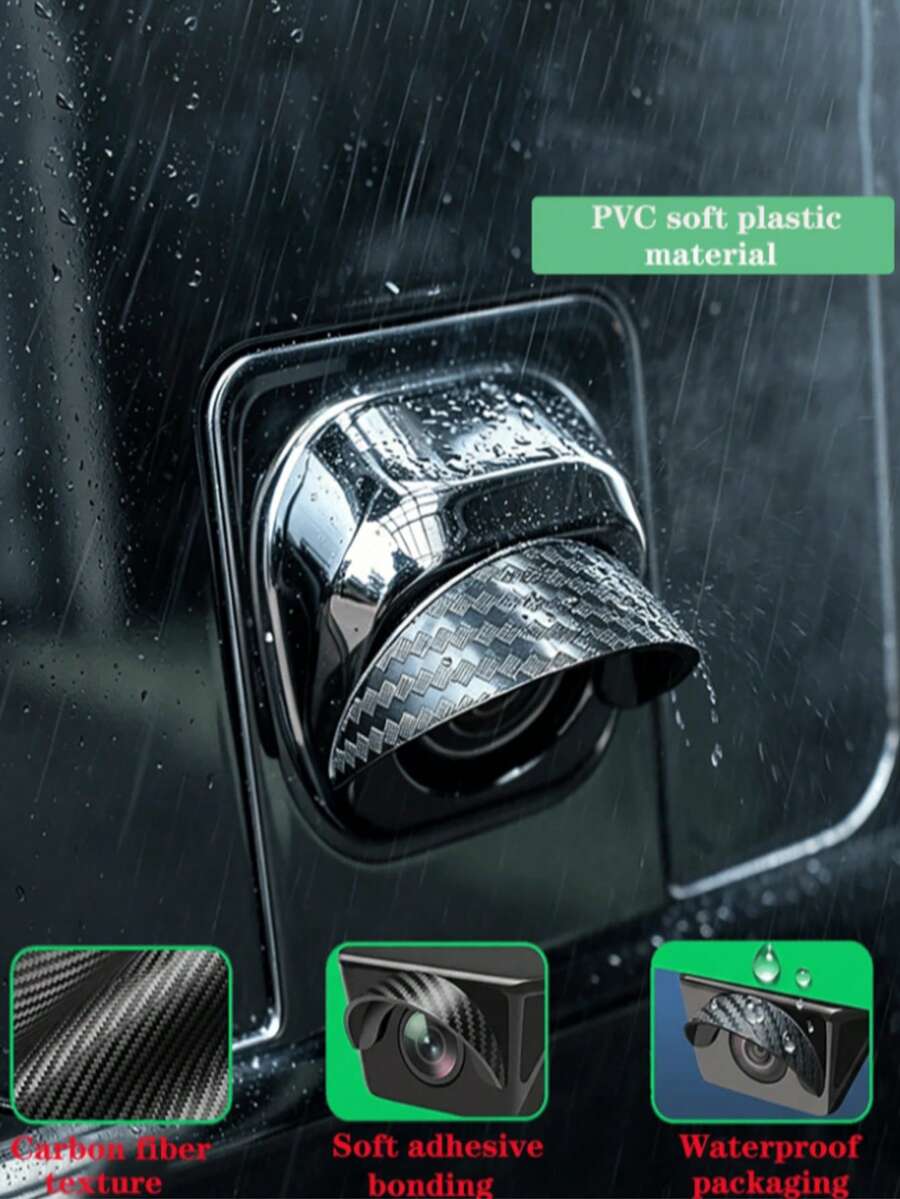2/4pcs Car Camera Protective Cover, Rainproof, Fogproof, Anti-Glare, Highly Durable, 360° Panoramic Waterproof Sunshade, Car Camera Rain Protection Accessory, Enhances Visibility In Rainy Weather, Suitable For Most Sedans, Trucks And SUVs