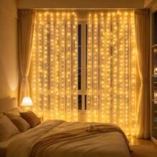 8-Function Battery Powered Fairy String Lights, Curtain Lights, Suitable For Christmas, Halloween, Wedding, Birthday, Party And Home Decor, Holiday Atmosphere Lighting, Holiday Lighting, Halloween String Lights, Indoor And Outdoor - Battery Box Curtain Light - View 5