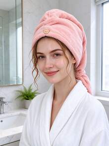 1pc Random Color Thick Quick-Dry Hair Towel Cap, Super Absorbent - Multicolor - View 5