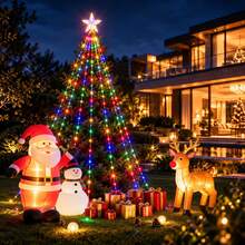LED Star Waterfall String Lights, USB Powered Fairy Lights, 8 Lighting Modes, Star Curtain Lights, Suitable For Indoor And Outdoor Decoration, Christmas Tree, Wedding, Party, Thanksgiving, New Year And Seasonal Atmosphere Lighting - Multicolor - View 2