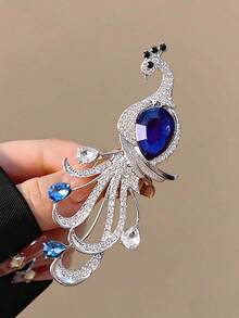 1pc Vintage Luxury Peacock Brooch, Fashionable And Versatile - Blue - View 3