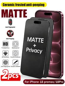 2Pcs Full-Coverage Matte Privacy Screen Protectors Made Of Matte Ceramic Material. Compatible With IPhone 18 Pro Max/18 Pro/17 Pro Max/17 Air/17 Pro/16 Pro Max/16 Pro/15 Pro Max/17/16/15/14/13/12/11/X Series And Other Models. These Soft, Matte, Anti-Spy Films Are Scratch-Resistant And Fingerprint-Proof-An Essential Screen Protector For Daily Office Use. - Black - View 7