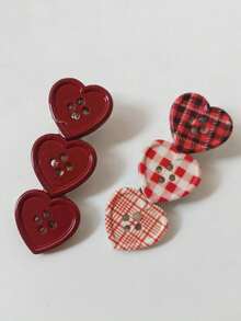 Cute Plaid Heart Decor Hair Clip, Side Bangs Hairpin Accessories For Girls,Hair Claws,Bobby Pin - Multicolor - View 12