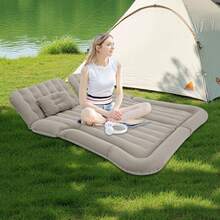 SHIOUCY For Car SUV Travel Camping Back Seat Inflatable Mattress Air Bed W/2* Pillow & Pump Set - Grau - Übersicht 6