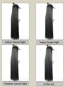 Brown Black Extra Long Straight Hair 5 Clips Hair Extensions Ponytail Extension For Ladies Girls 40 Inches Clip In Extensions Hairpieces For Women Suitable For Various Occasions Including Music Festivals, Parties, Cosplay, Holidays And All Seasons - Multicolor - View 9