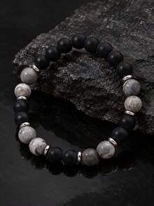 Black Obsidian Protection Bracelet, Retro Style Grounding Crystal Men's Jewelry Gift For Him,Daily Wear, Masculine Energy Shield, Absorbing Negativity - Multicolor - View 8