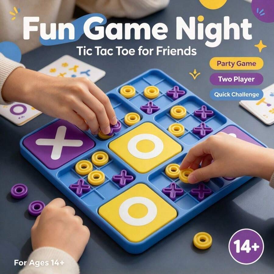 1 bộ trò chơi chiến thuật Tic Tac Toe để bàn, quân cờ màu sắc tươi sáng, token XO di động, bàn chơi nhỏ gọn, trò chơi logic tương tác giải trí nhẹ nhàng - quà tặng hoàn hảo