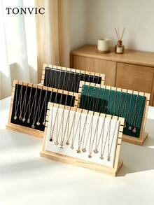 TONVIC 1PC Creative Solid Wood Necklace Display Stand, Fashion Jewelry Display Rack, Sweater Chain Pendant Holder, Jewelry Display Prop - Horizontal 30cm*20cm - View 10