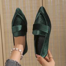 Women's Flat Loafers, Slip-On Shoes, Comfortable Soft Suede, Solid Color, Low-Cut, French Elegant Style, Minimalist Luxury, Suitable For All Seasons, Pointed Toe Design, Suitable For Office, Family Gatherings And Other Occasions, Autumn/Winter Essential, Size 36-43 [Runs Half Size Small] - Dark Green - View 5