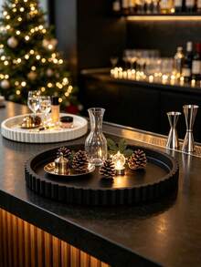 1pc Round Storage Tray, Coffee Table Tray, Jewelry Tray, Bathroom & Kitchen Storage Tray, Suitable For Home, Bedroom, Vanity, Dining Room, Kitchen Countertop, Bathroom And Other Daily Use, Home Storage, Kitchen Storage, Bathroom Storage, Essential For College Students & Office Workers, Room Decor, Jewelry Storage Box, Back To School, Halloween, Christmas Gift Best Choice (Non- Contact) - Multicolor - View 7