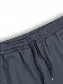 Celana Jogging Pria Longgar dengan Kaki Lebar, Tali Samping, Pinggang Elastis, Celana Panjang Kasual Nyaman untuk Perjalanan dan Beraktivitas di Musim Gugur/Dingin, Abu-abu Gelap - Dark Grey - View 3