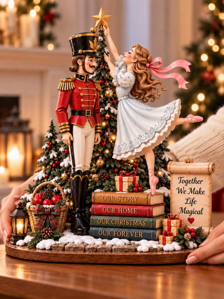 2D Nutcracker Christmas Building Block Decoration, Christmas Decor, Ballerina Holiday Souvenir, Romantic Christmas Gift, 2D Flat Design - Multicolor - View 1