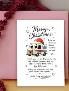 1pc Merry Christmas Greeting Card For Mail Carrier Appreciation Thank You Note For Delivery Worker Holiday Gift For Postal Staff Flat Paper Card For Coworkers - Multicolor - View 2