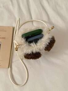 New Glasses Bear Plush Crossbody Phone Bag Cute Adorable Unique Cartoon Fashion Versatile Plush Bag - Beige - View 8