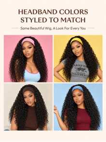 UNice Water Wave 2-In-1 Switch Breathable Headband & Half Wig With Flexible Drawstring Fit For All Head Sizes No Glue No Lace Beginner Friendly For Women - Natural Black - View 5