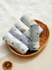 5PCS Muslin Baby Bibs 60*60cm Soft Bamboo Burping Cloths,Baby Face Towel Square Handkerchief - Multicolor - View 7