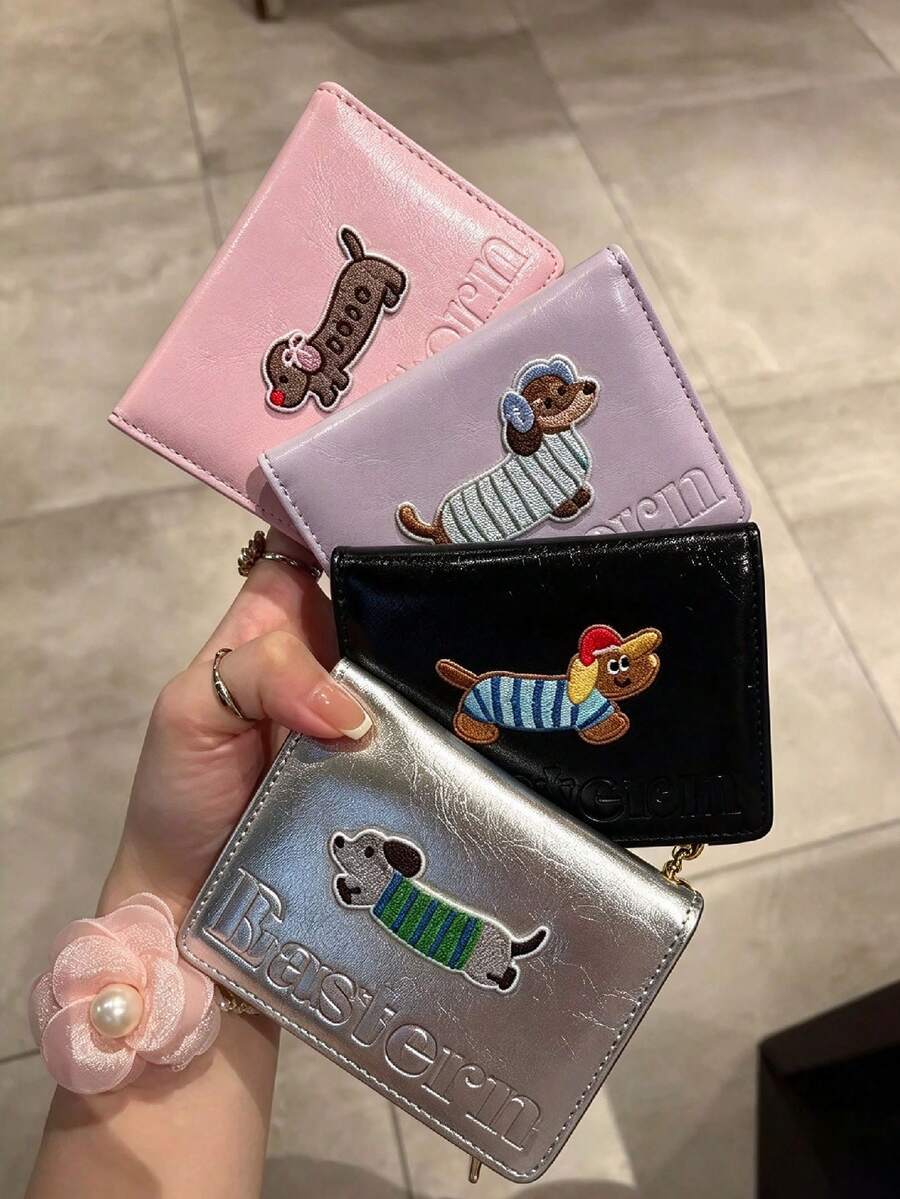 Multifunctional Dog Pattern Children's Tri-Fold Wallet, Travel Document Card Holder, Lightweight And Portable, Suitable For Travel, Airplane Trips, Vacation Travel, Perfect For Kids' Halloween/New Year Gifts, Halloween Special Offer - Multicolor - View 1