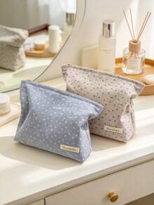 1PCSCute Ditsy Floral Makeup Bag, Floral Pattern Cosmetic Makeup Bag, Multi-Purpose Zipper Storage Pouch, Portable Large Capacity Travel Makeup Organizer, Aesthetic Hand Bag For Cosmetics, Great For Daily Use, Weekend Getaways And Business Travel - Multicolor - View 6