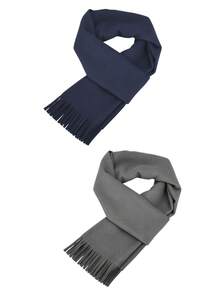 1pc/2pcs/3pcs Women's Autumn/Winter Solid Color Faux Cashmere Long Tassel Scarf, Soft Skin-Friendly Thickened Warm Oversized Shawl, Multi-Color Options, Outdoor Windproof Cold-Resistant Versatile Coat Neck Warmer - Multicolor - View 19