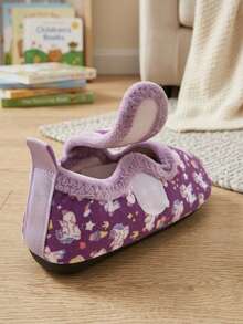 Girls' Indoor Slippers, Soft Rubber Sole, Lightweight, Warm And Comfortable, Pink Butterfly Hook-And-Loop, Autumn/Winter, Toddler/Middle Child - Purple - View 9