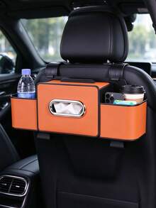 Car Seat Back Storage Bag With Tissue Box, Hanging Headrest Organizer, Multi-Pocket PU Leather Car Rear Seat Storage Rack, Can Hold Tissues, Water Bottles, Phones, Car Interior Accessories - Multicolor - View 6