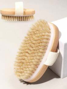 1pc Natural Bristle Body Brush - Handheld Wooden Design, Soft & Dense Bristles - Gentle Exfoliating SPA Bath Massage Tool, Dry & Wet Use - Battery-Free - Perfect Home SPA Experience - Personal Massager - A - View 6