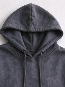 Autumn Fashion Women's Black Washed Hoodie, Comfortable Warm Pullover Hoodie, Suitable For Daily Wear - Black - View 9