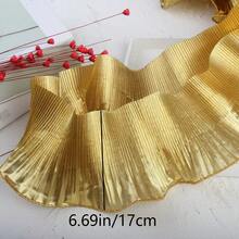 2 Yards 17cm Wide Metallic Luster Wavy Large Ruffle Pleated Crinkled Hem, Suitable For Evening Gown Styling, Stage Decoration, Costume Fabric - Multicolor - View 4