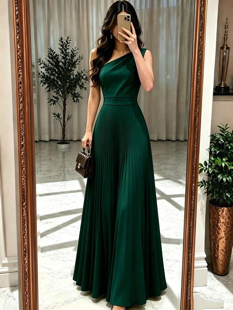 Women Cocktail Dresses - Dark Green - View 1