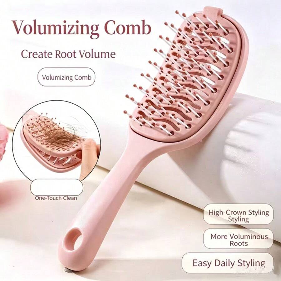 One-Click Cleaning Volumizing Hair Brush, High Crown Root Fluffing Styling Comb, Hollow Detangling Hair Brush, Suitable For Daily Hairstyles, Hair Brush, Holiday Essential - Standard Model - View 1
