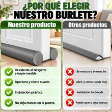 Burlete Para Parte Inferior De Puerta, Guardapolvo Cubre Puerta, Protector Y Guardapolvo Para Puerta, Diseño De Doble Borde, Para Aislar El Ruido Evita Insecto Polvo Y Impermeable Para Todo Tipo De Puertas Y Ventanas - Gris - Ver 8