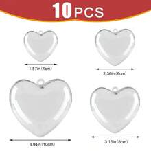 10pcs Transparent Fillable Heart/Round/Star Shaped Pendants, Clear Heart Decorations, Suitable For Handmade DIY Crafts, Valentine's Day Wedding Party Decor, Fillable Craft Heart Decorations - 10 Pack - View 4
