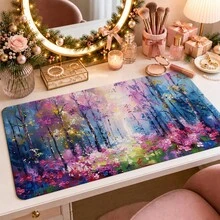 1 buah Alas Meja Lukisan Minyak Hutan Impresionis, Alas Meja Serbaguna untuk Riasan dan Seni Kuku, Pelindung Meja Anti Selip Ukuran S/M/L/XL - View 1