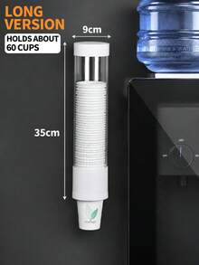 1-Pack Disposable Cup Holder Automatic Cup Dispenser, No-Punch, Wall-Mounted, Desktop, Dustproof Paper Cup Holder, Water Dispenser, Household Water Dispenser, Large-Capacity Dustproof Water Cup Storage Side Shelf - A - View 4