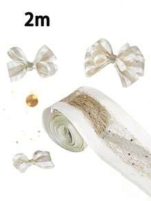 Ruy băng satin kim loại đính kim sa vàng viền trắng, phù hợp trang trí cây thông Noel, gói quà, làm nơ đám cưới và vòng hoa, ruy băng satin thủ công polyester kim sa vàng bóng bền, phù hợp cho đồ thủ công DIY, trang trí nhà cửa, phụ kiện tiệc Giáng Sinh - nhiều màu - Xem 14