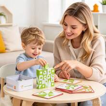 3D Wooden Puzzle Blocks With Geometric Cubes And Multi-Level Pattern Challenge Cards, Build Matching Shapes Based On Reference Cards, Develop Spatial Logic Thinking, Observation And Problem-Solving Skills, STEM Early Education Desktop Toy, Parent-Child Interactive Challenge Game, Suitable For Boys And Girls 3+ Years Old, Birthday And Holiday Gift - Multicolor - View 4