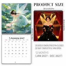 1pc 2027 Anime Girl Theme Calendar | Colorful Design, Square Spiral Calendar, Quirky Art Style Desktop Decor, Fun Holiday New Year Gift, Suitable For Personal Planning And Interesting Office And Home Decoration - Single Piece - View 2